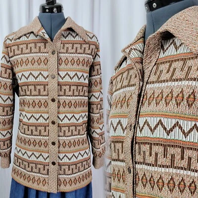 Vintage John's Girl Brown & White Striped Button Down Shirt Size M/L? - Image 1 of 4