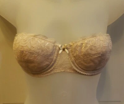 Sujetador sin tirantes 34A vintage sin marca ligeramente forrado de encaje con aros 269 Foto 1 de 4