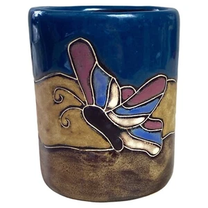 Mara Stoneware Mug Butterfly 14oz Handmade Pottery Coffee Cup Mexico Signed - Bild 1 von 6