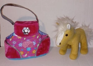 Pucci Pups/Friends plush stuffed pony in carrier Battat horse pink blue flowers - Picture 1 of 13