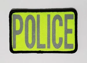 SMALL HI-VIS NEON YELLOW REFLECTIVE POLICE PATCH PANELS 3x2 HOOK - LIKE 5.11 - Picture 1 of 2