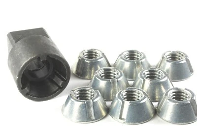 TRIDENT Installation Tool + 8pc 3/8-16 Tri-Groove Tamper Proof Security Nuts Zamak5 #30