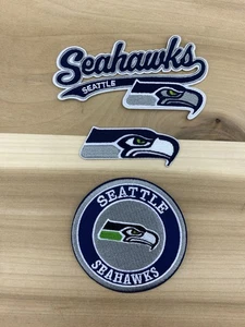 "Lote conjunto de 3 parches bordados de hierro de los Seattle Seahawks de 2,5""-3""" - Imagen 1 de 4