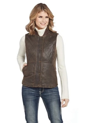 Cripple Creek Women's Zip Front Enzyme Washed Cotton Vest - Brown, Size S - Image 1 of 4
