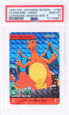 1999 Pokemon Japanese Bandai Carddass Vending Series 5 Charizard Prism PSA 10 - Image 1 of 2
