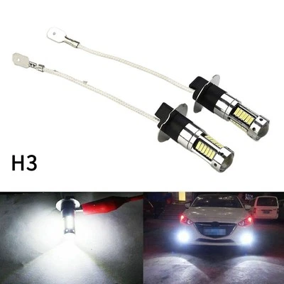 Pair H3 LED Fog Light Bulbs Conversion-Kit Super-Bright Canbus 6000K White 100W - Image 1 of 4