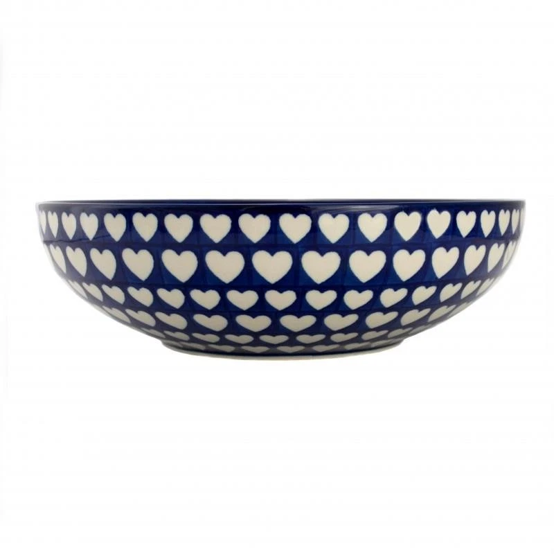 Shallow Fruit Bowl - Hearts - B91-0375JX - 22.5 x 6.5cms - Polish Pottery - Image 1 of 1