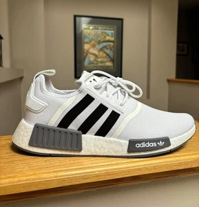 Adidas NMD R1 White Black Grey Primeblue Runner Sneaker - New - Authentic - Picture 1 of 7