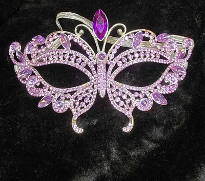 Butterfly Masquerade Mask, Purple Wedding Party Mask, Mardi Gras, New Year Party - Image 1 of 4