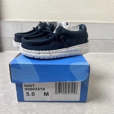 Niño pequeño talla 5 - Hey Dude Wally T elástico niño pequeño 5 azul marino nuevo en caja Foto 1 de 4