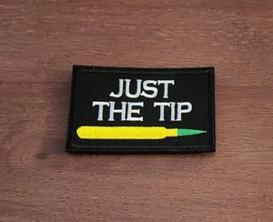 Tactical Patch Funny Just The Tip Bullet Hook And Loop Fastener Black Yellow - Picture 1 of 2
