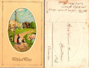 Postcard of Springtime Cherry Blossom ~ Children Scene in Germany - Picture 1 of 1