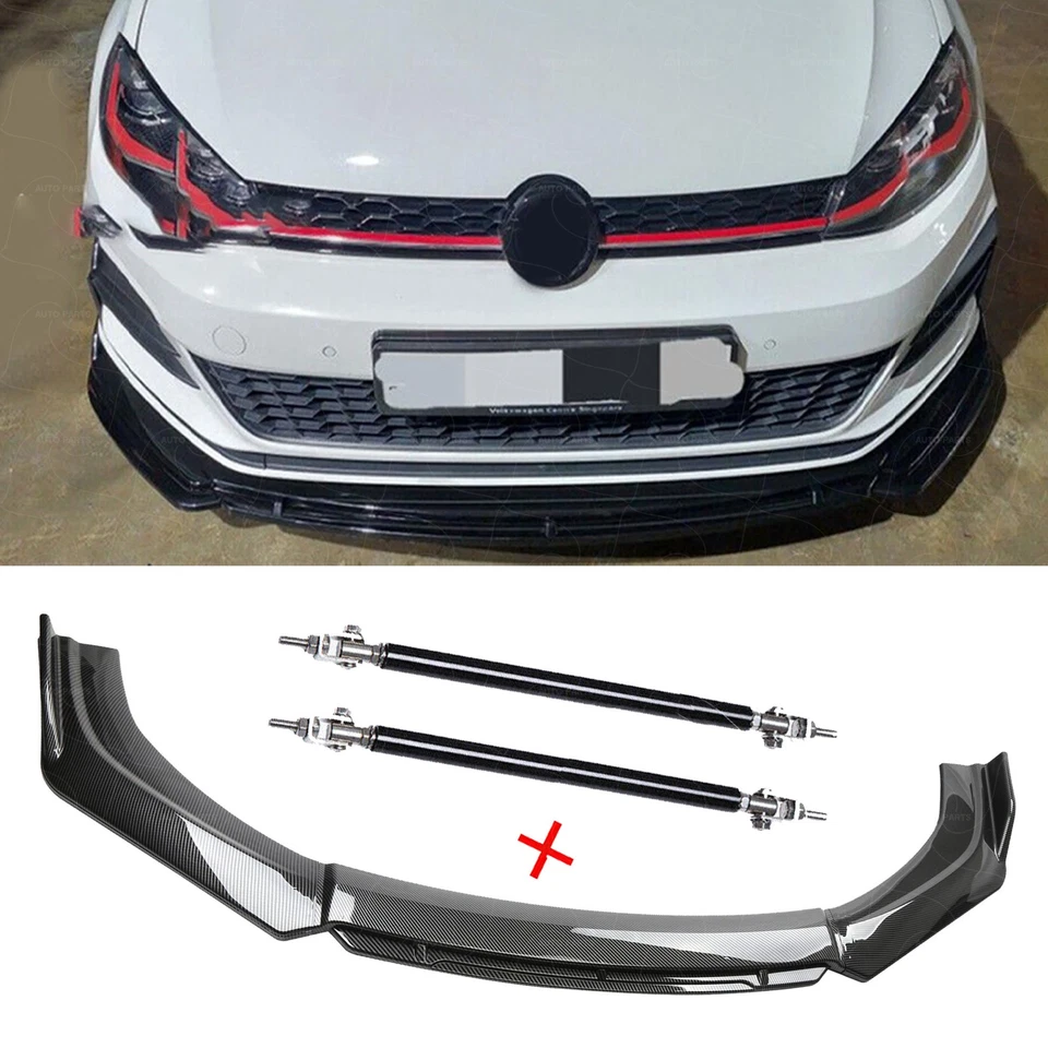 For Volkswagen Scirocco Carbon Fiber Black Front Bumper Lip Chin Body Kit S - Image 1 of 4