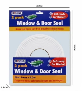 Fenster Tür Dichtband 2er Pack 9 mm x 4,5 mm Haus sicher Zugluft Regen Eindringen - Bild 1 von 3