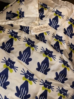 Rare Vintage Lady Heritage 36” Black Cat Scarf vgc - Image 1 of 3