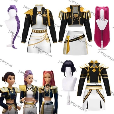 Kids Girls K-Pop Demon Hunters Costume Wig Rumi Mira Zoey Cosplay Fancy Dress💕
