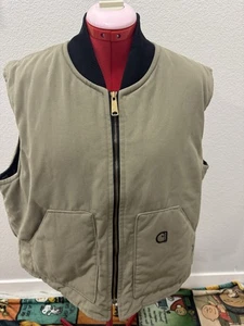 Vintage Carhartt Vest Mens Size XL Beige Quilt Lined Union Made In USA - Picture 1 of 11