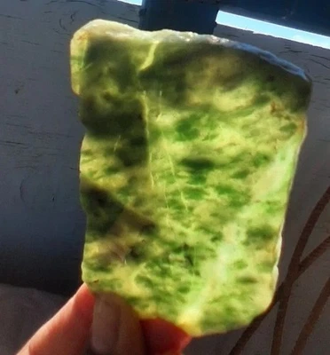 Vesuvianite Jade Slab California Semi Translucent Apple Green - Image 1 of 4