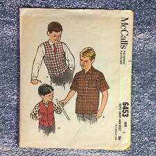 VTG 1962 McCall’s Sewing Pattern #6453 Boys Shirt & Vest Sz 6
