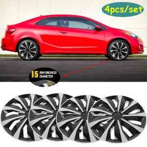 15" Set of 4 Wheel Covers fits R15 Tire & Steel Rim Hub Caps For Kia Forte - Picture 1 of 12