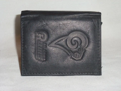 ST. LOUIS (now Los Angeles) RAMS   Leather TriFold Wallet    NEW    black 3 Cover