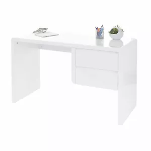 B-Ware Schreibtisch HWC-D74, Computertisch Bürotisch, hochglanz weiß 75x120x50cm - Bild 1 von 7