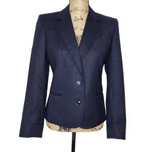 Harve Benard Womens Single Breasted Pinstripe Wool Blazer Suit Jacket Medium - Picture 1 of 11