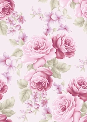 Dollhouse Miniature Shabby Chic Wallpaper Pink Floral 1:12 Shabby Chic Roses - Image 1 of 4