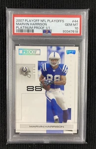 Marvin Harrison 2007 Playoff NFL Playoffs Platinum Proof 1/1 PSA 10 Gem Mint HOF - Picture 1 of 2