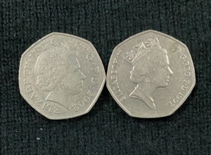 1997 & 2002 United Kingdom 50 Fifty Pence Coin x 2 Circulated Coins - Bild 1 von 2