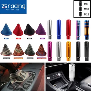 13CM JDM Aluminum Car Gear Shift Knob Racing Hyper Fabric Shift Boot Cover - Picture 1 of 29
