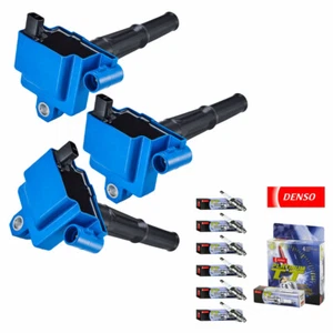 Direct Fit Blue Ignition Coils + DENSO 4503 Spark Plug For 1995-2004 Toyota 3.4L - Picture 1 of 5