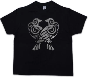 HUGIN AND MUNIN IV Kids Boys T-Shirt Norse Vikings Odhin Odin Thor Raven Ravens - Picture 1 of 1