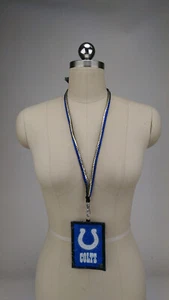 NFL Bling Beaded Lanyard Glitter ID Ticket Holder Wallet Indianapolis Colts - Picture 1 of 9