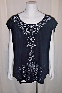 Pure Energy Sheer Mesh Design Short Sleeve Top Women's Size X - Picture 1 of 5