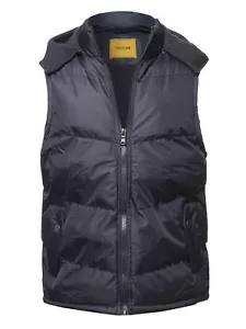 FashionOutfit Men's Casual Detachable Hoodie Zipper Closure Puffer Vest Jacket - Picture 1 of 11