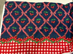 🍒Daisy Kingdom CILIEGIE Border 2098 Navy Red Gingham archi 5 iarde raro - Foto 1 di 3