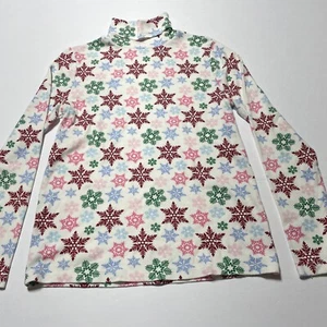 Time and true women’s M/ 8-10 white shirt Green/ Pink/Red/ Blue SNOWFLAKES - Picture 1 of 9