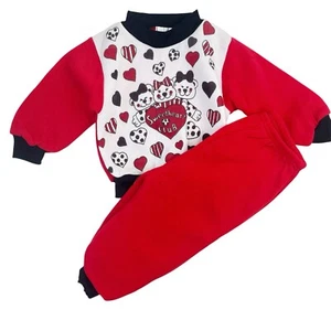 Vintage 2 Piece Toddler Sweat Suit Sweatshirt Pants Size 18 Months Dogs Hearts - Picture 1 of 9