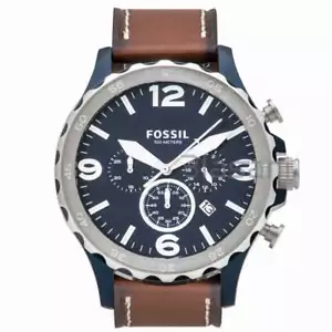 Fossil JR1504 Herren Nate Edelstahl Quarzbraun Leder Chronograph Uhr - Bild 1 von 6