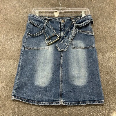 VINTAGE Venus Jeans Skirt Womens Small? Blue Denim Jean Belted Club Rave Y2K - Image 1 of 4