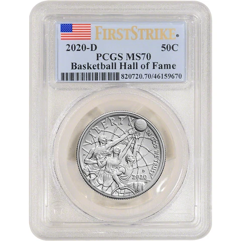 2020 D US Basketball Commemorative BU Half Dollar PCGS MS70 First Strike Cover