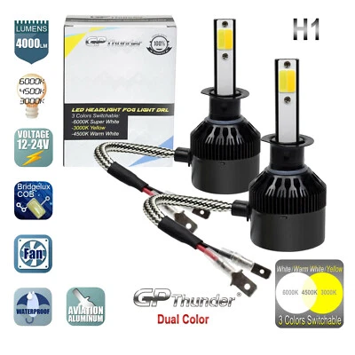 Faro LED conmutable de 3 colores H1 3000K 4500K 6000K haz alto bajo niebla 2 bombillas Foto 1 de 4