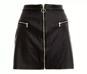 New Womens Quiz Pu 3 Zip Detail A Line Skirt Size UK 14 RRP£28 - Picture 1 of 2