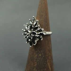 Vintage Sterlingsilber schwarzer Spinell Cluster Ring 925 UK Größe N 7,94 g STS - Bild 1 von 8