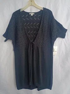 John Paul Richard Women's Black Hit of Knit XL Top Short Sleeve Cardigan NWT - Picture 1 of 7