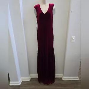 Theia long red sleeveless velvet party holiday gown with train size 10 NWT - Picture 1 of 9