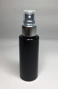50ml PET Plastic Black Cylindrical Bottles & Chrome Atomiser Spray ANY AMOUNT - Picture 1 of 1