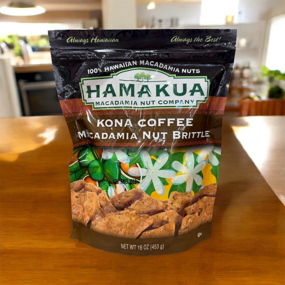 HAMAKUA Kona Café Macadamia Nuez Frágil 16oz Bolsa 100% Nueces de Macadamia Hawaianas Foto 1 de 1