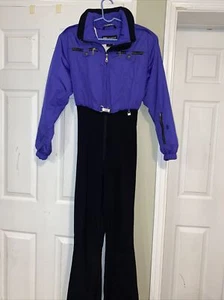 Nils Skiwear Vintage 90s Purple/ Black Ski Suit Switzerland Sz 10 - Picture 1 of 9